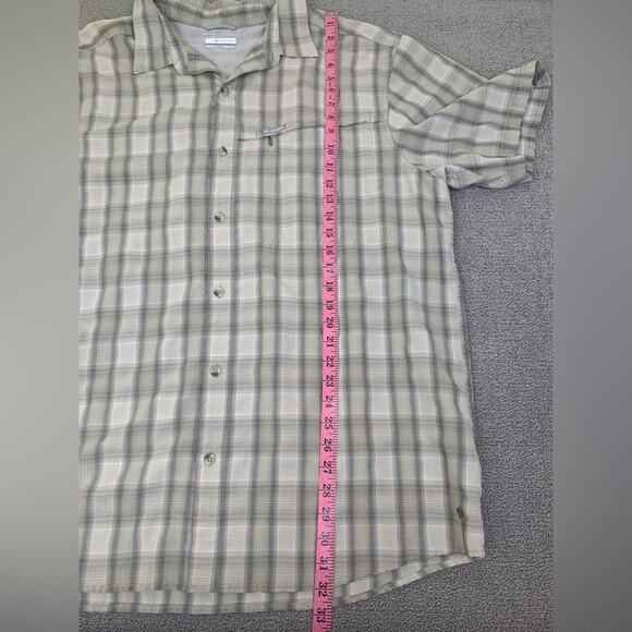 Columbia Mens Button Down Shirt Omni Shade Tan Plaid Short Sleeve Size XXL - Picture 8 of 8
